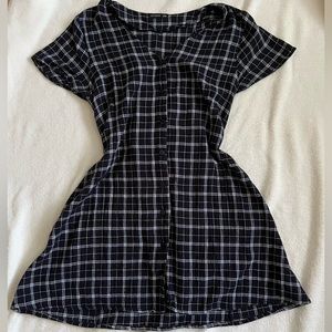 COTTON ON PLAID NAVY PICNIC MINI DRESS
